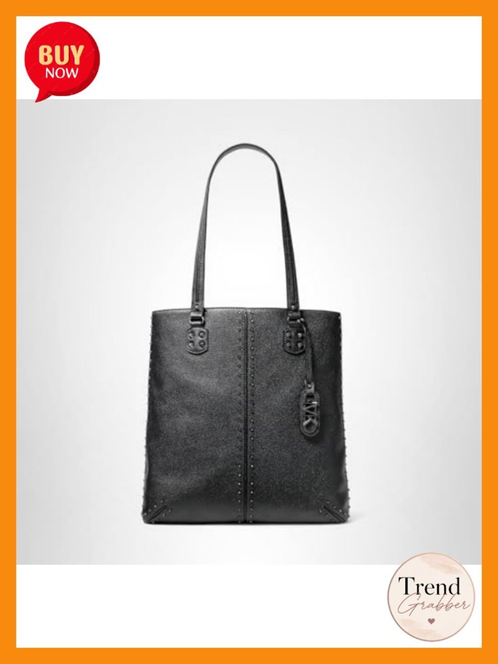 Studded Large Tote Bag with Leather, Magnetic Closure, Shoulder Strap